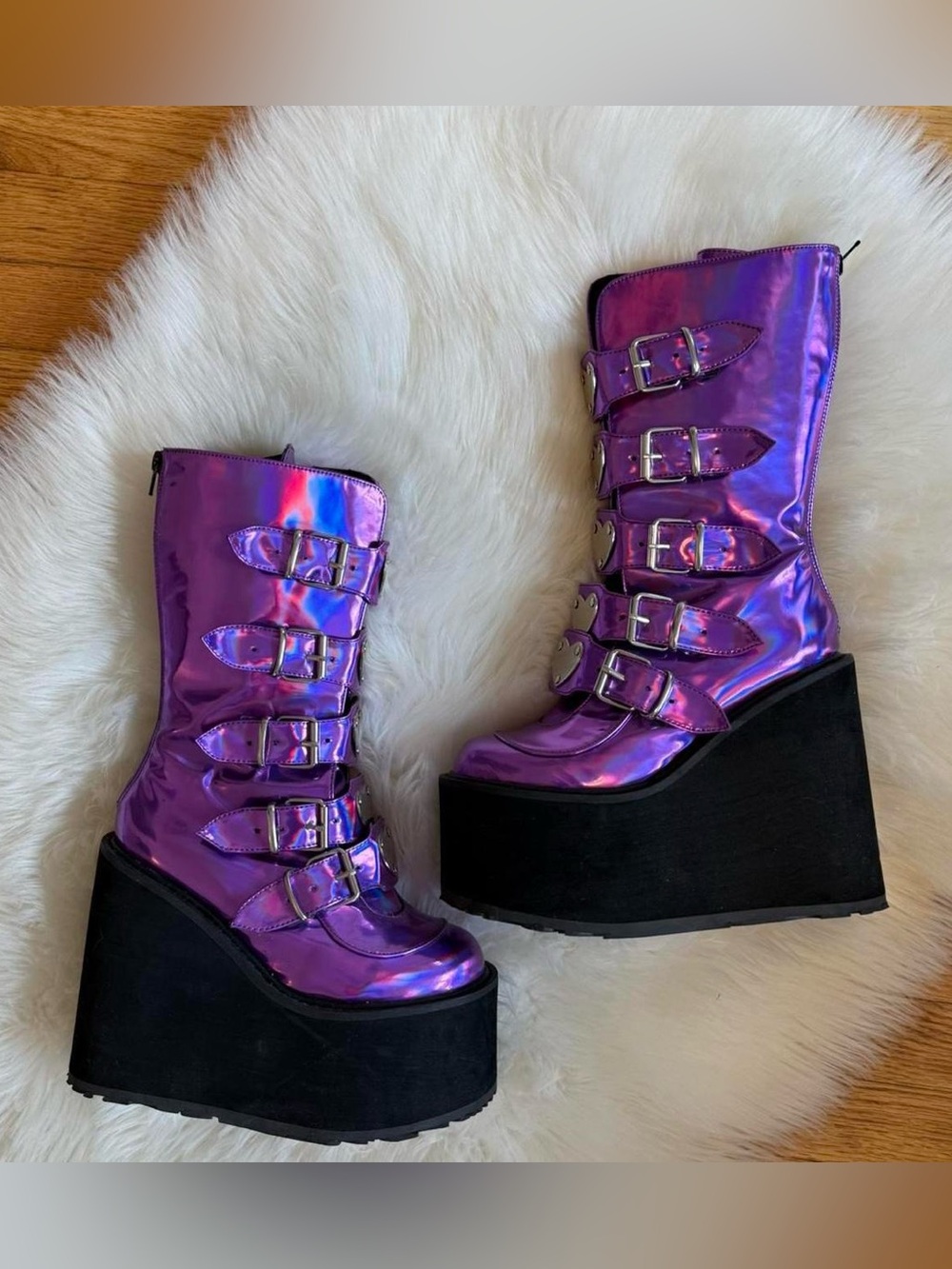 Demonia swing 230 purple holo boots